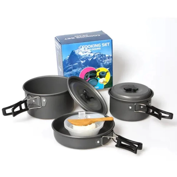 Juego de ollas de camping para 1-2 personas con accesorios. REF: K000012.