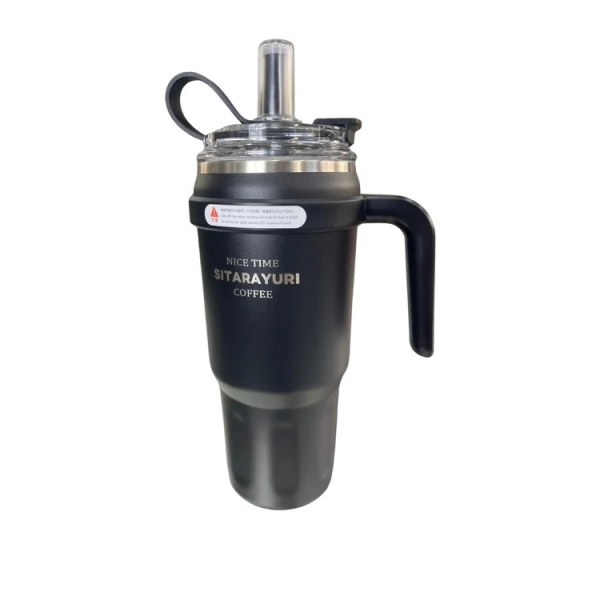Vaso térmico de acero inoxidable con asa de estilo ‘Tumbler’ y pajita reutilizable 780ml